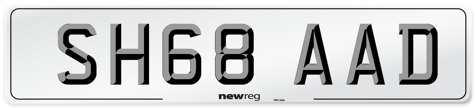 SH68 AAD Number Plate from New Reg